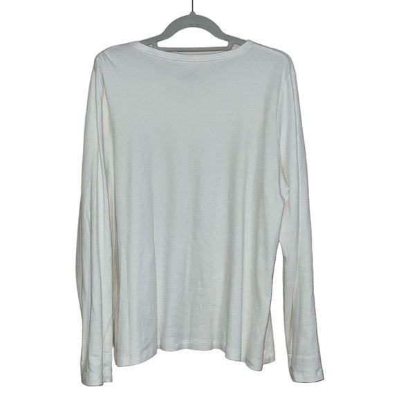 Kim Rogers - Women's Size XL Solid White Blouse - Long Sleeves Round Neckline - Picture 3 of 14